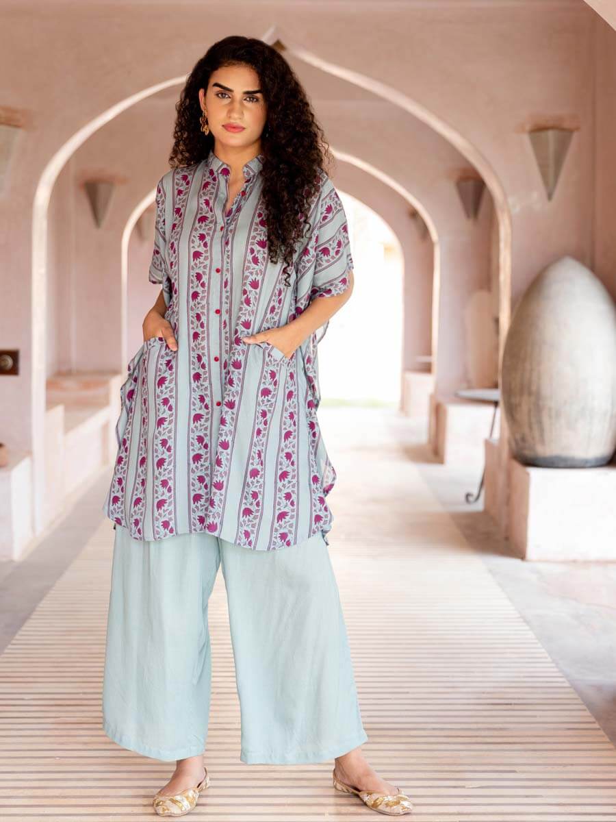 Set of 2 - Aarzoo Kaftan Shirt Dress and Palazzo