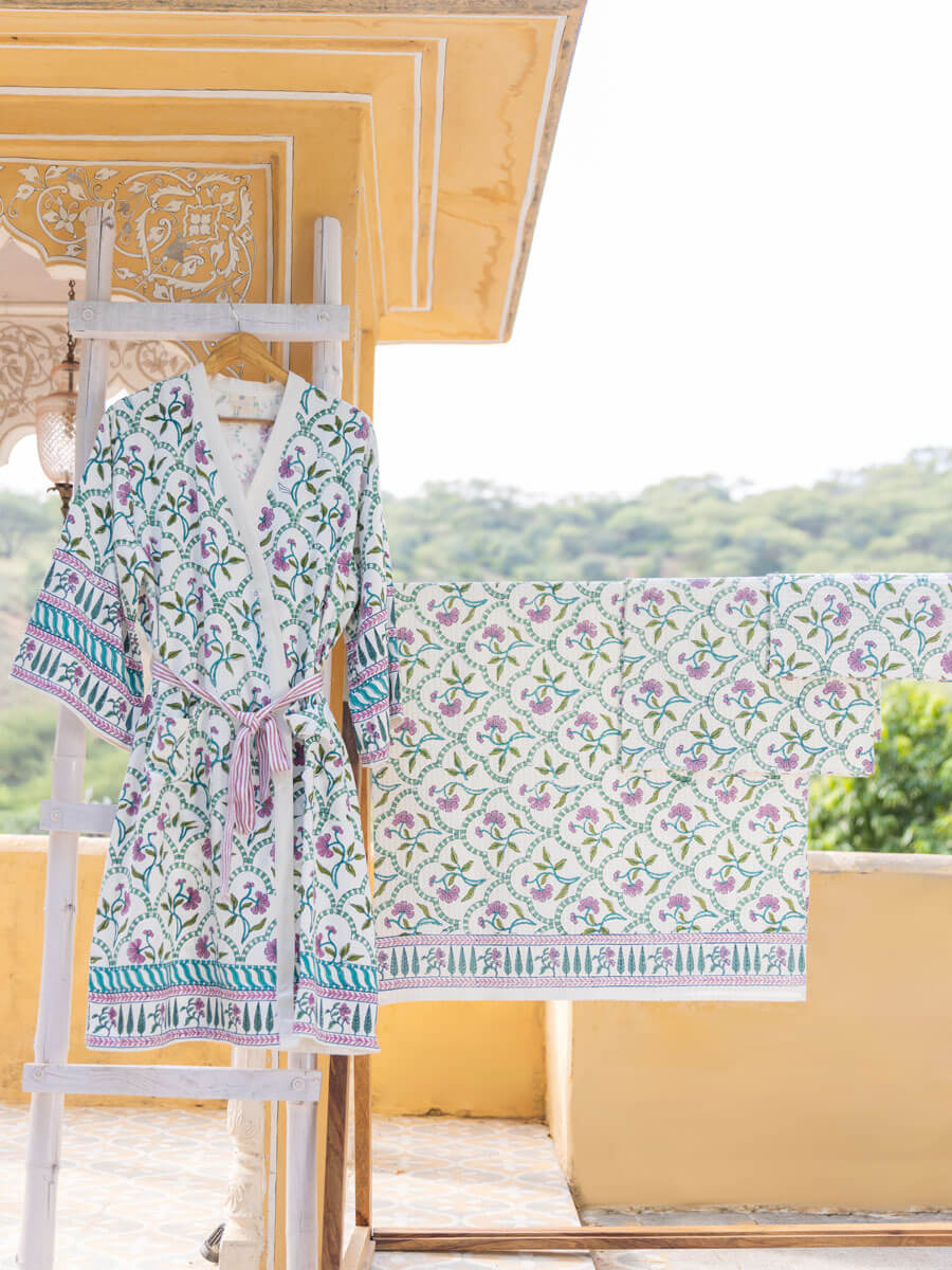 Set of 6 - Anokhi Block Printed Bath Set