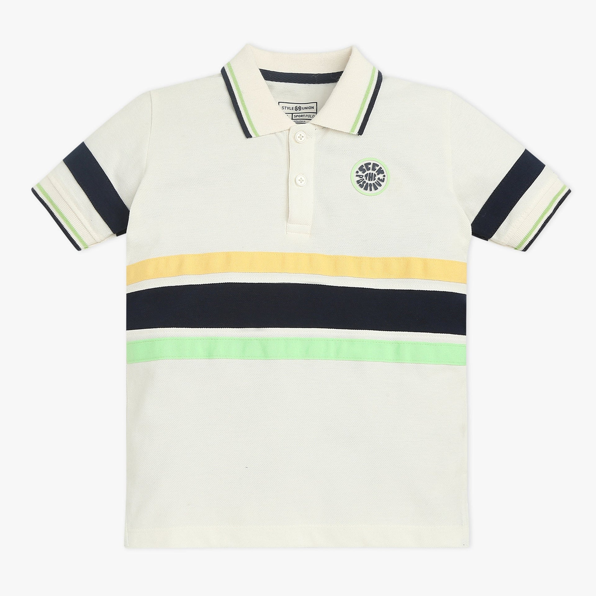 Boys Striped Polo Neck Sports Yarn Dyed T-Shirt