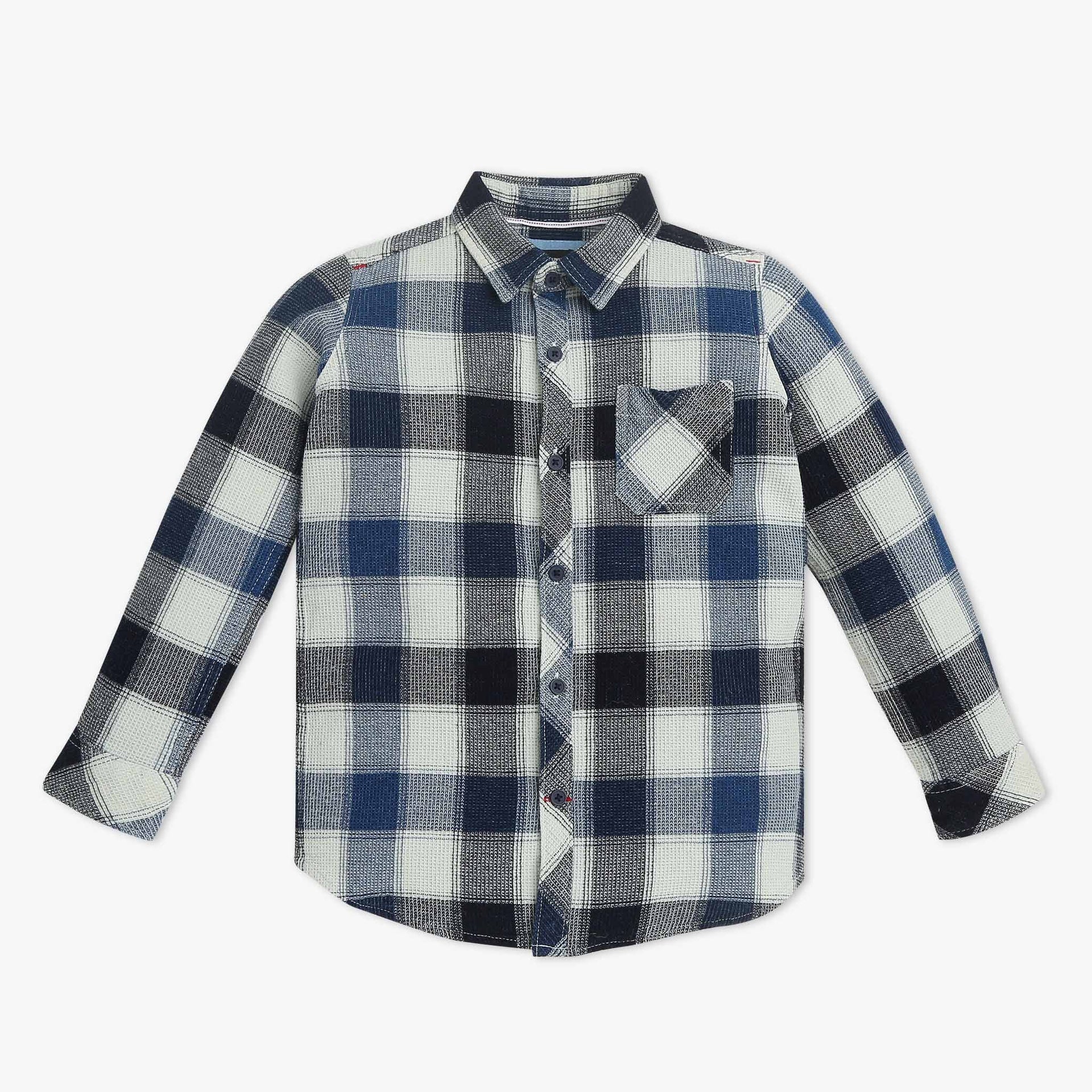 Boys Full Sleeve Shirt Collar Checkered Shirt
