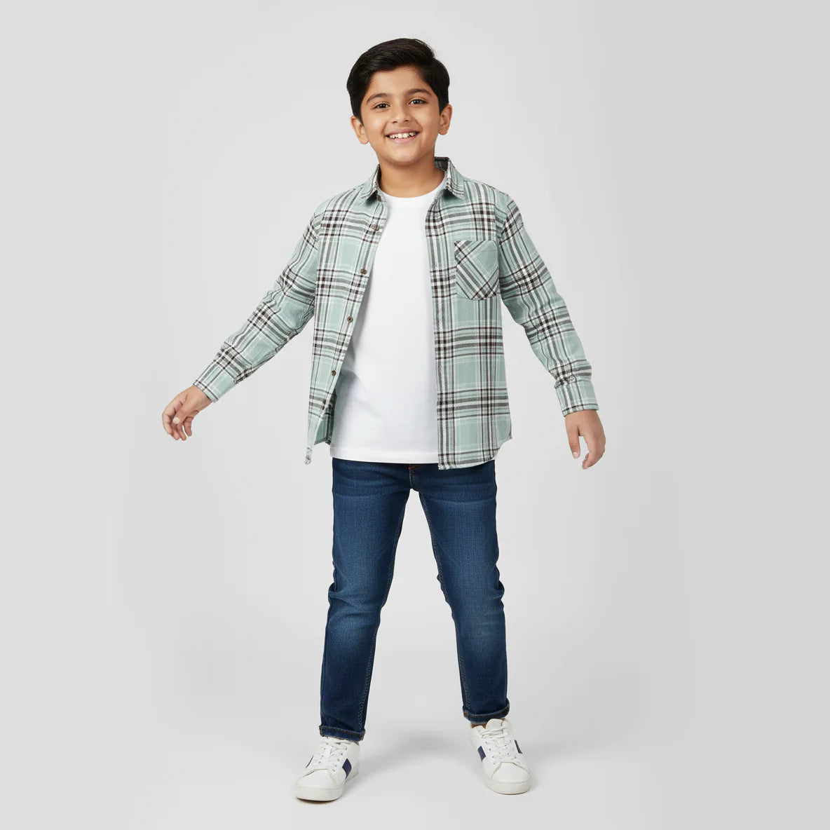 Boys Cotton Checkered Shirt