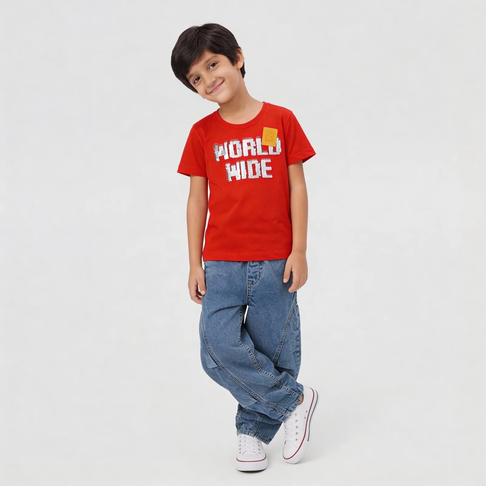 Boys Cotton Embellished Oversize T-Shirt