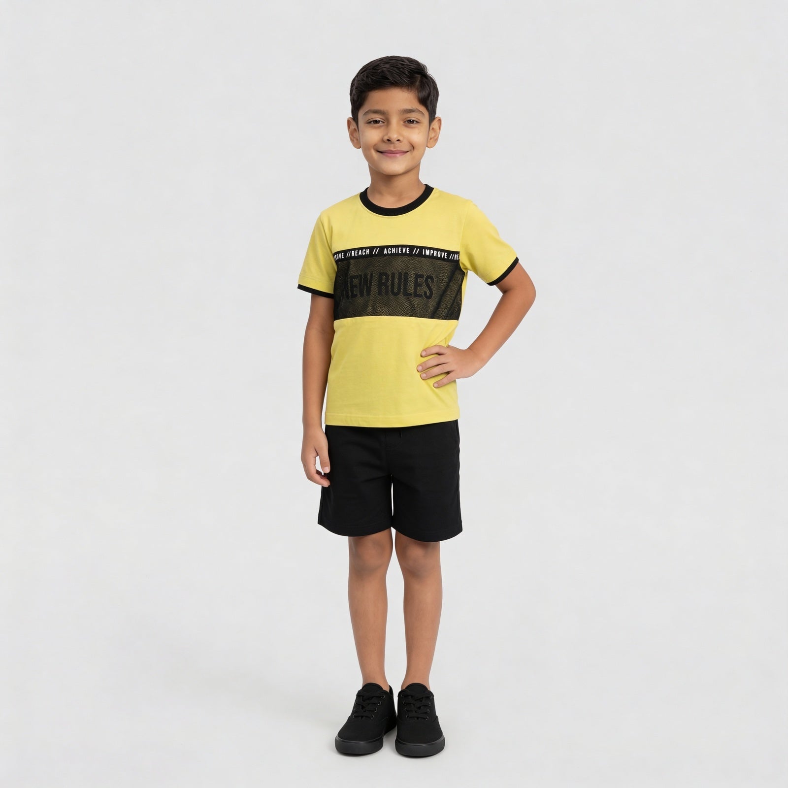 Boys Cotton Cut And Sew Crew Neck T-Shirt
