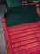 10yards pure silk saree bottle green and pink with plain body and temple design rettapet zari woven border