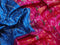 Pochampally silk saree cs blue and pink with allover ikat weaves and long ikat woven zari border