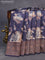 Banarasi tussar silk saree dark navy blue with allover floral digital prints and banarasi style border