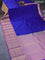 Pure kanchipuram silk saree blue and purple with plain body and long zari woven border