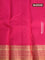 Pure kanchipuram silk saree mango yellow and pink with allover self emboss & buttas and zari woven border