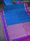 Pure kanchipuram silk saree dual shade of bluish green and purple with zari woven buttas and rettapet zari woven border