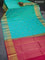 Pure kanchipuram silk saree dual shade of teal green and pink with zari woven buttas and zari woven border