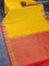 Pure kanchipuram silk saree mango yellow and red with zari woven buttas and zari woven border