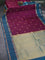 Pure kanchipuram silk saree dark magenta pink and peacock blue with allover self emboss & zari weaves and rettapet zari woven border