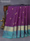 Pure kanchipuram silk saree deep violet and green with zari woven buttas and zari woven border