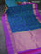 Pure kanchipuram silk saree dual shade of bluish green and purple with zari woven buttas and zari woven border