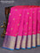 Pure kanchipuram silk saree magenta pink and teal blue with zari woven buttas and zari woven border