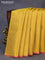 Pure kanchipuram silk saree mustard yellow and pink with allover zari weaves and piping border