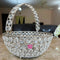 Crystal Basket German Silver, Flower Basket, Fruit Basket for Home Decor (Dia 5 Inches)