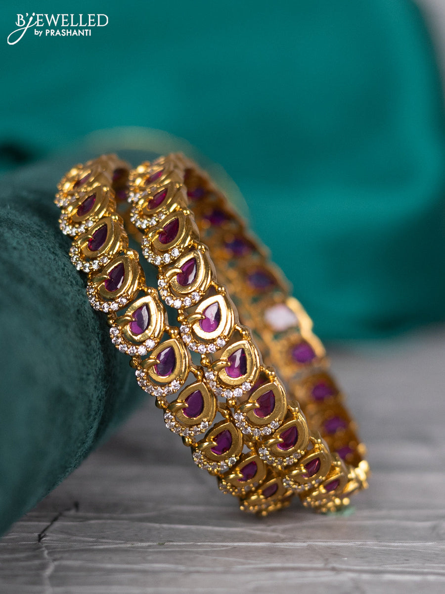 Antique bangle with pink kemp and cz stones – Cherrypick
