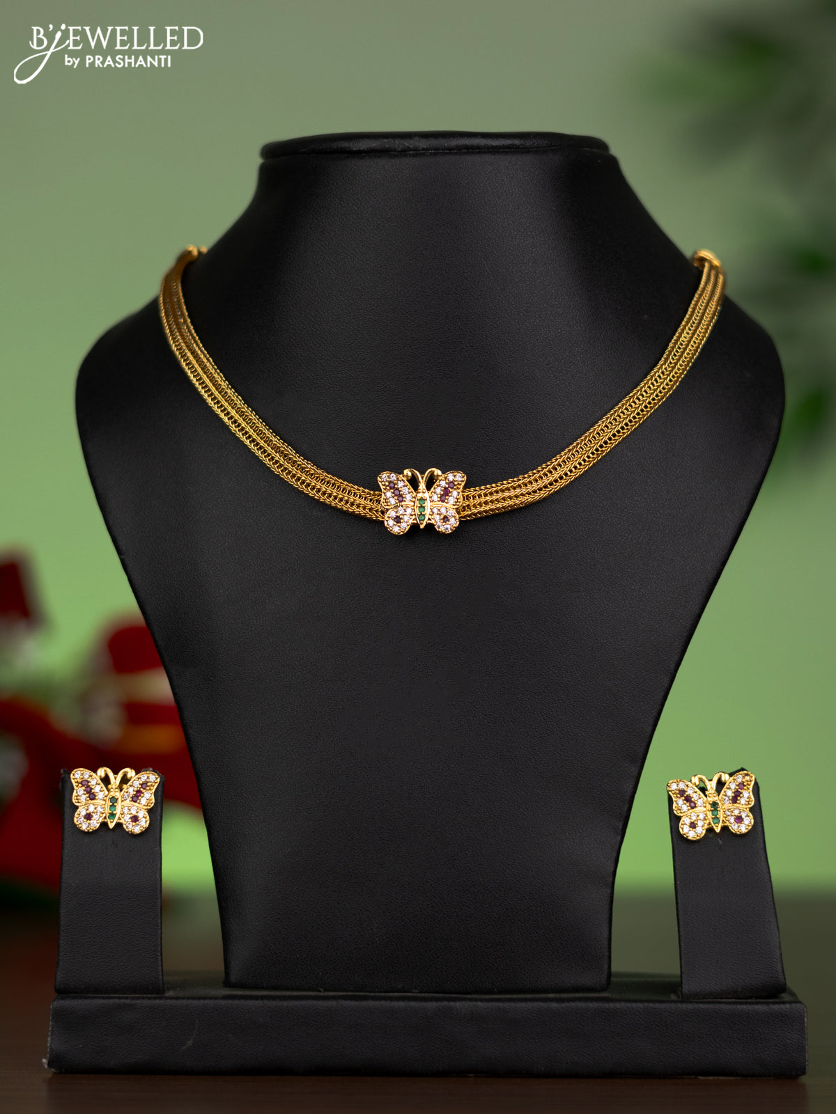 Antique attigai necklace with kemp & cz stones