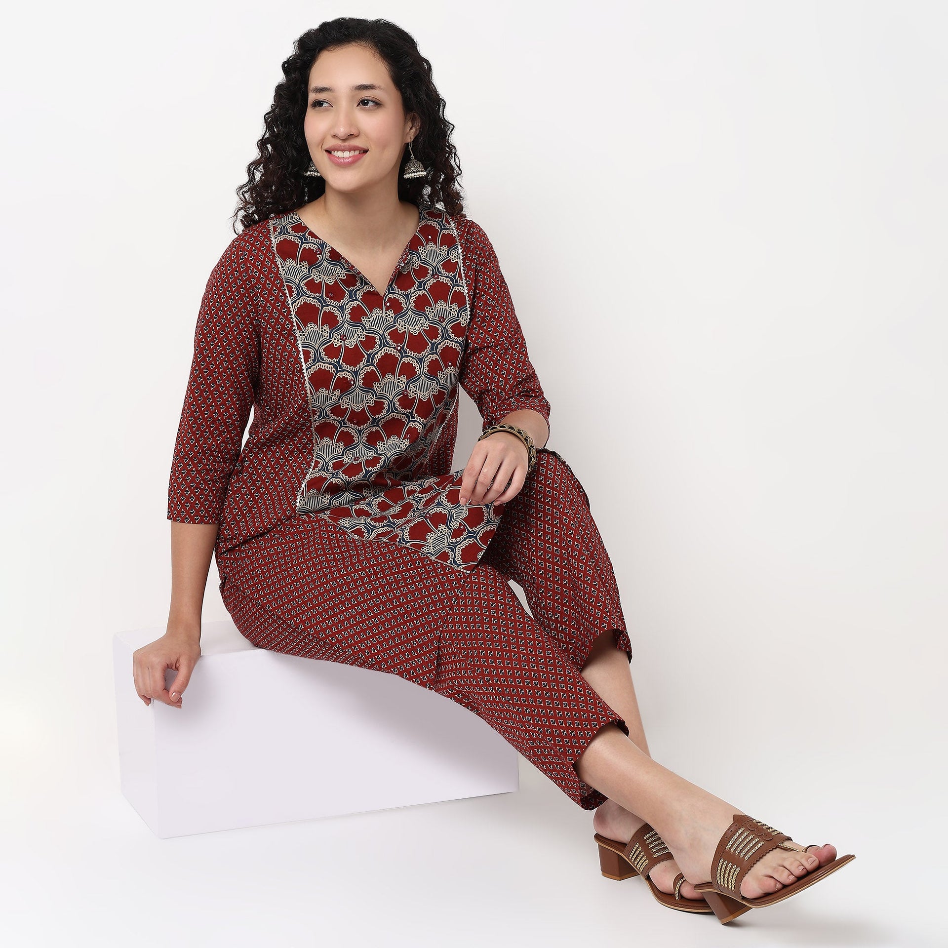 Centre Panel Printed Long Kurta