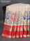 Banarasi kota tissue saree off white and red with floral design embroidery work and temple design zari woven rettapet border