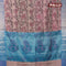 Banarasi semi tussar saree pastel pink and cs blue with allover ikat weaves and silver zari woven border