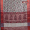 Banarasi semi tussar saree grey and wine shade with allover ikat weaves and copper zari woven border