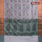 Banarasi semi tussar saree grey and green with allover ikat weaves and copper zari woven border