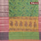 Banarasi semi tussar saree green and pink with allover ikat weaves and long zari woven border