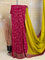 Banarasi crepe partly saree lime yellow and pink with allover thread & zari woven butta weaves and woven border