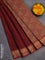 Coimbatore cotton saree deep maroon and sandal with allover self emboss and thread woven border