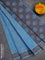 Coimbatore cotton saree cs blue and brown with allover self emboss and thread woven border