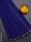 Arani semi silk saree blue with plain body and small zari woven border