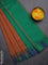 Arani semi silk saree rust shade and green with plain body and temple design border