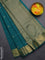 Arani semi silk saree peacock green with zari woven rudhraksha buttas and zari woven border