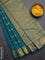 Arani semi silk saree peacock green with zari woven floral buttas and zari woven border
