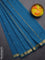 Arani semi silk saree peacock blue with zari woven temple buttas and zari woven border