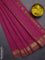 Arani semi silk saree pink and dual shade of yellow with plain body and zari woven simple border