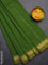Arani semi silk saree sap green and dark mustard with plain body and zari woven simple border
