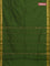 Arani semi silk saree sap green and dark mustard with plain body and zari woven simple border