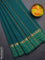 Arani semi silk saree peacock green and green with plain body and paisley zari woven simple border