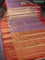 Bangalori tissue silk saree mild lavender and reddish pink with allover zari woven brocade weaves and long zari woven border