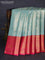 Bangalori tissue silk saree teal blue and pink with allover zari woven brocade weaves and long zari woven border