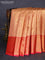 Bangalori tissue silk saree peach shade and reddish pink with allover zari woven brocade weaves and long zari woven border