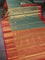 Bangalori tissue silk saree teal green shade and pink with allover zari woven brocade weaves and long zari woven border