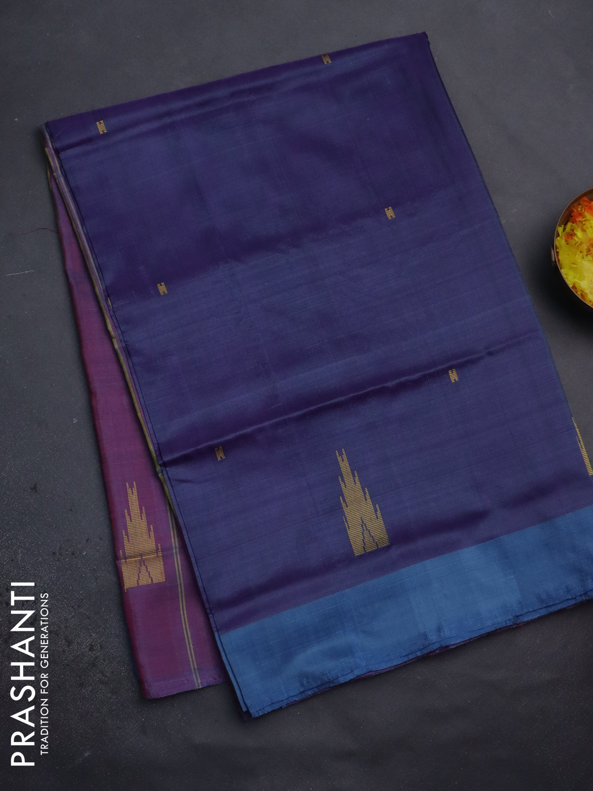 Banana pith saree dual shade of violet and dual shade of pink with thread woven buttas and contrast border