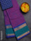 Chettinad cotton saree purple and teal green with allover checked pattern and rattapet zari woven border