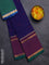 Chettinad cotton saree navy blue and green with thread woven buttas and rettapet zari checked border