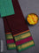 Chettinad cotton saree brown and green with thread woven buttas and rettapet zari woven border