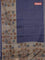 Chappa saree dark blue and beige with allover small zari checked pattern and floral digital printed pallu
